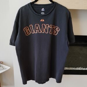 SF GIANTS Lincecum 55 Black T-shirt 100% Cotton Men's Size Large
